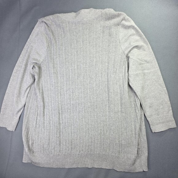 Talbots Plus Cardigan Sweater Womens 2X Gray Open Ribbed Metallic Knit Party - Picture 7 of 12